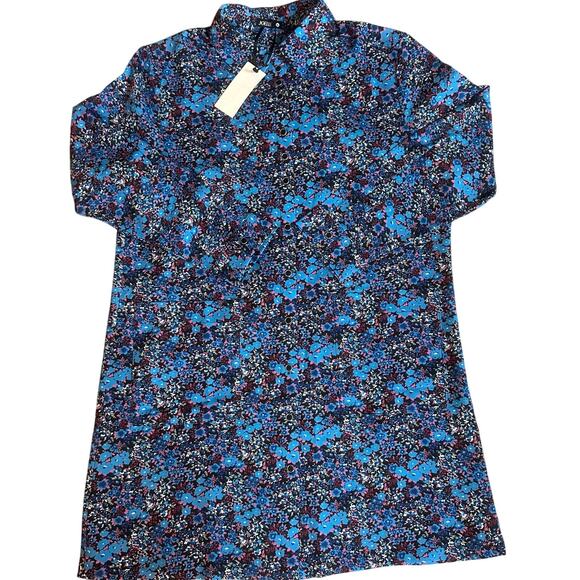 Joelle Dresses & Skirts - Joelle Blue/Pink, Floral Print, Long Sleeve, Button Up, Shirt Dress NWT- L